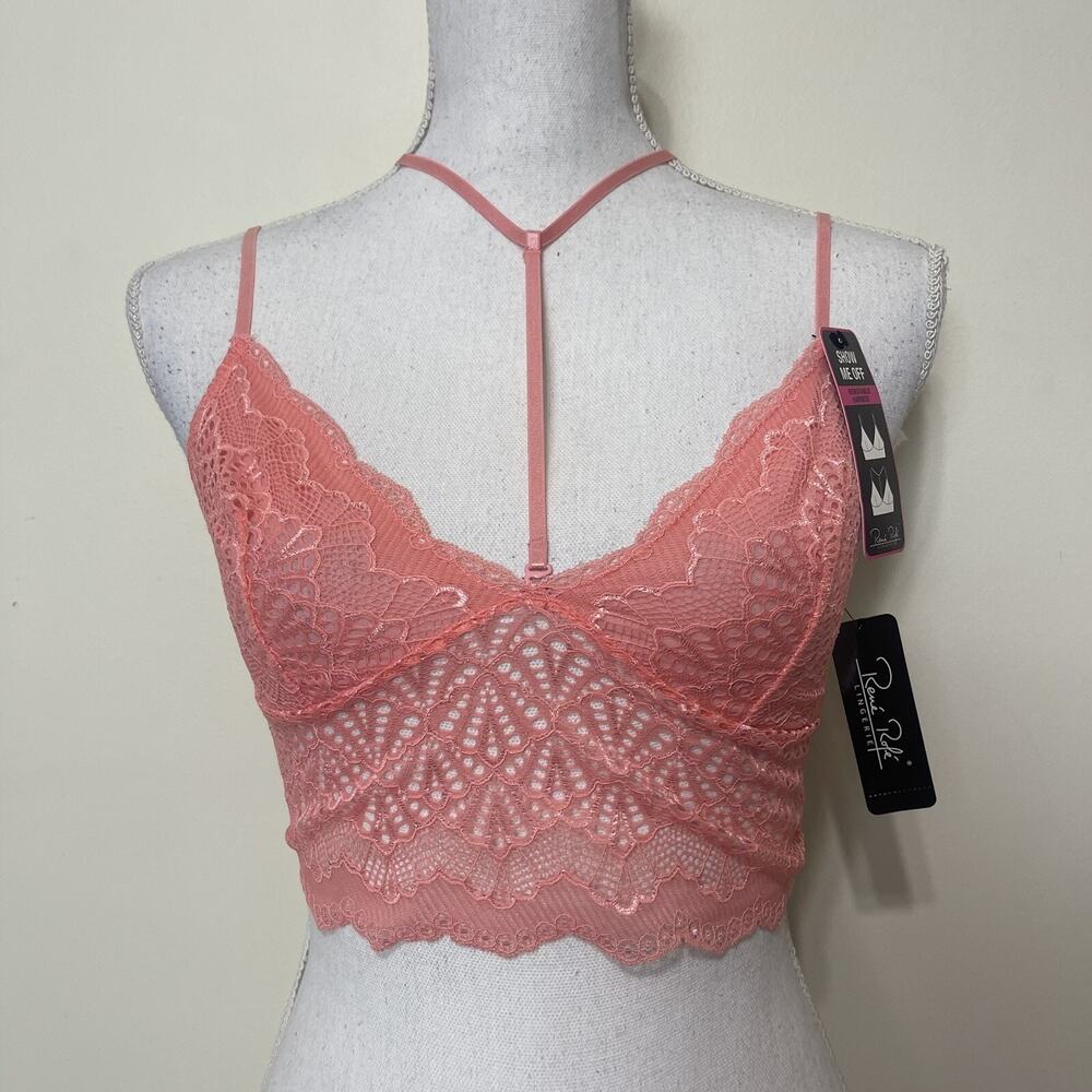 Long Line Lace Choker Sexy Bra Lingerie Lace Bralette Size Small Color‎ Coral
